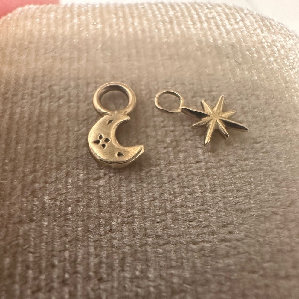 Gold Moon and Star Charm Earrings - Celestial Drop Accents